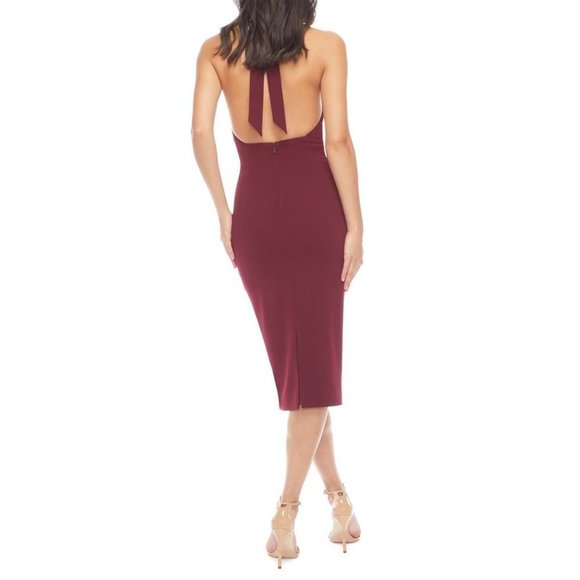 DRESS THE POPULATION Vanessa Halter Dress Burgundy Medium 6-8 NEW - Picture 5 of 11